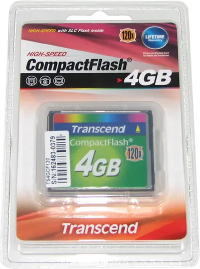 TS4GCF120-NF - Transcend 4GB 120x Type I CompactFlash (CF) Memory Card