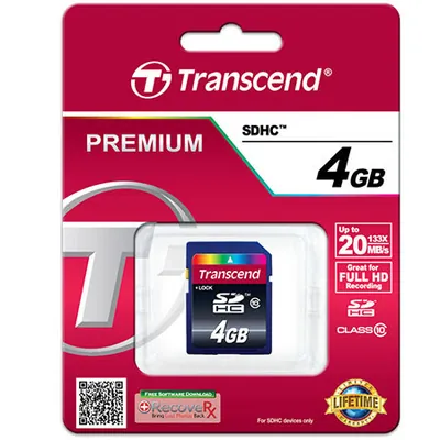 TS4GSDHC10 - Transcend 4GB Class 10 SDHC Flash Memory Card