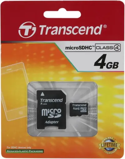 TS4GUSDHC4-P3 - Transcend 4GB Class 4 microSDHC Flash Memory Card with P3 Card Reader
