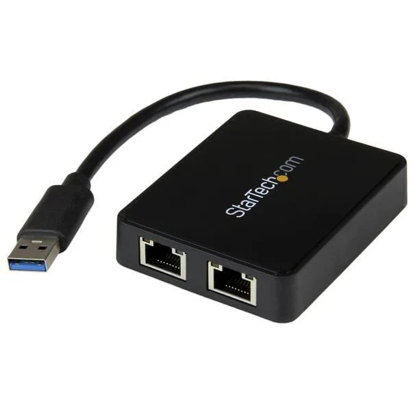 USB32000SPT - StarTech USB 3.0 to Dual Port Gigabit Ethernet Adapter NIC with USB Pass-through2 X RJ45Twisted Pair