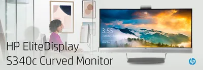 HP V4G46AA#ABA EliteDisplay S340c 34-inch 3440 x 1440 TFT Active Matrix HDMI / DisplayPort / USB 3.0 Curved LED Monitor