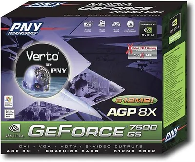 VCG76512SAXB - PNY GeForce 7600GS 512MB 128-Bit GDDR2 AGP 4X/8X Video Graphics Card