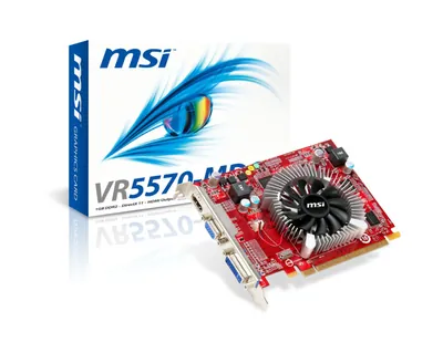 VR5570-MD1G - MSI Radeon HD 5570 1GB 128-Bit DDR2 PCI Express x16 2.1 Dual-Link DVI/ HDMI/ D-Sub/ HDTV/ HDCP Support Video Graphics Card