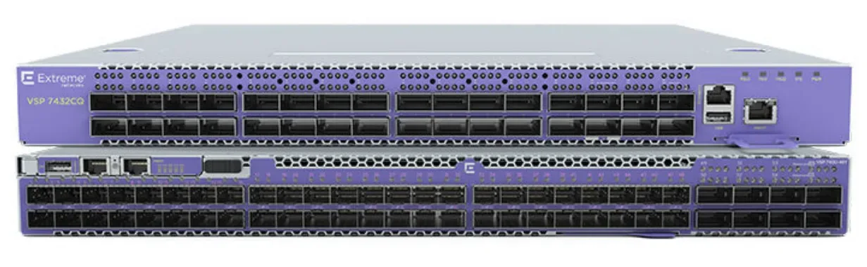 VSP7400-48Y-8C-AC-F - Extreme Networks ExtremeSwitching VSP7400 48-port 1/10/25Gbps SFP and 8-port 100 Gbps QSFP Switch with AC PSU (Front to Back Airflow)