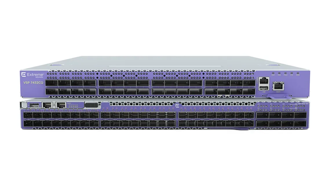 VSP7400-48Y-8C - Extreme Networks ExtremeSwitching VSP7400 48-port 1/10/25Gbps SFP and 8-port 100 Gbps QSFP Switch