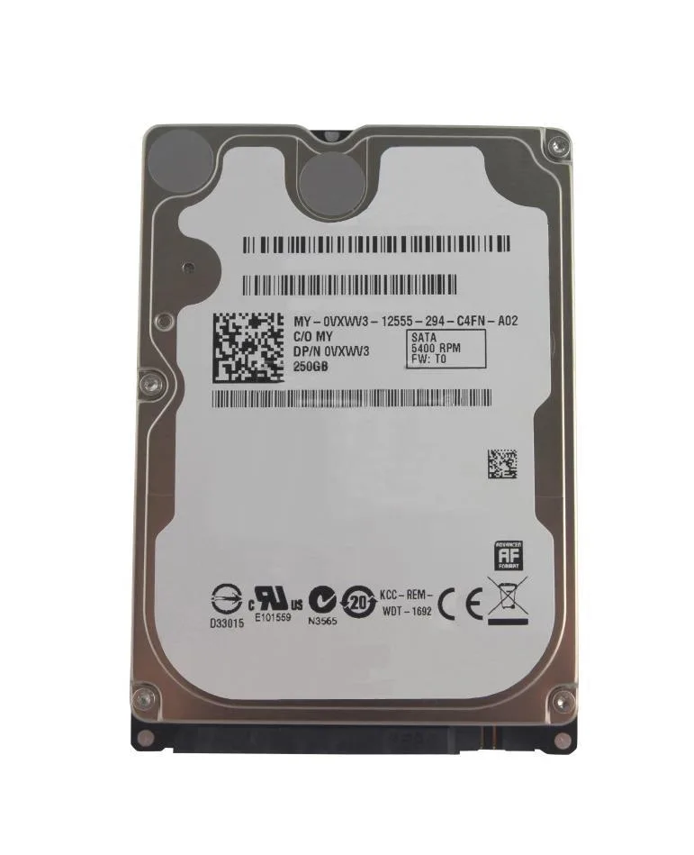 VXWV3 - Dell 250GB 5400RPM SATA 3Gb/s 8MB Cache 2.5-inch Hard Drive