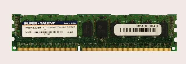 W10RB2G8H - Super Talent 2GB DDR3-1066 MHz PC3-8500 ECC Registered CL7 240-Pin DIMM 1.5V Memory Module