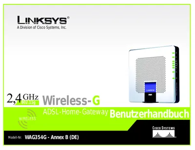 WAG354G-SE - Linksys Wireless-G WAG354G ADSL Home Gateway Router 1 x ADSL, 4 x 10/100Base-TX IEEE 802.11b/g Wireless Gateway