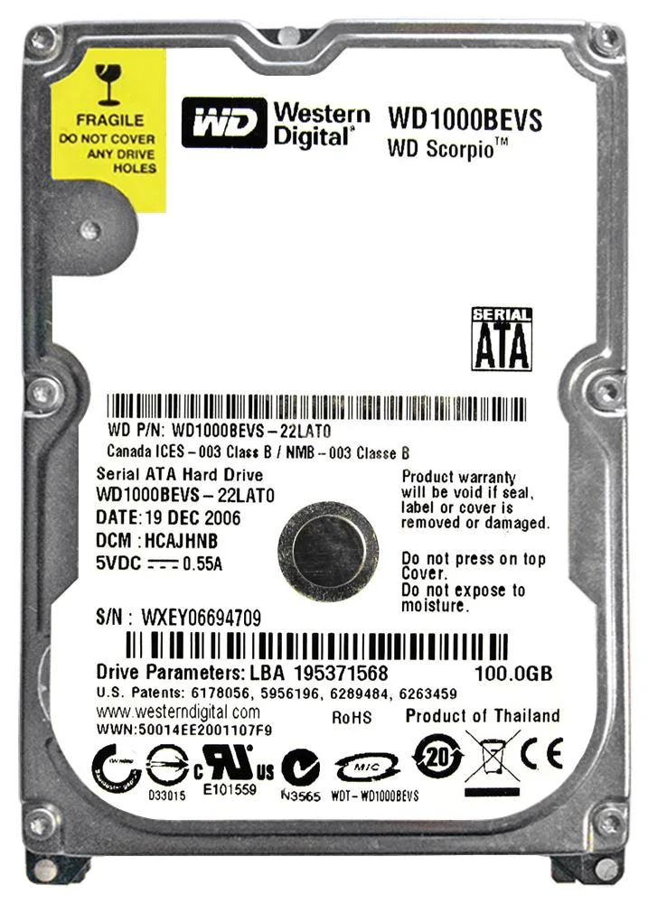 WD1000BEVS - Western Digital Scorpio 100GB 5400RPM SATA 1.5Gb/s 8MB Cache 2.5-inch Hard Drive