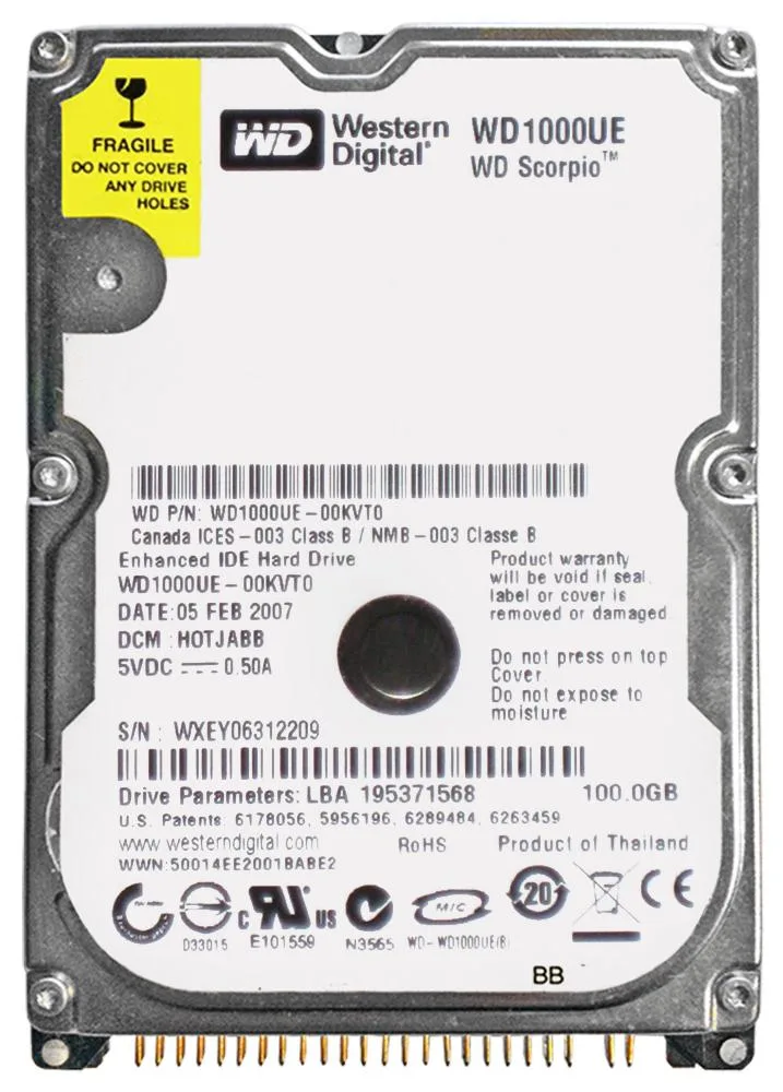 WD1000UE - Western Digital Scorpio 100GB 5400RPM ATA-100 2MB Cache 2.5-inch Hard Drive