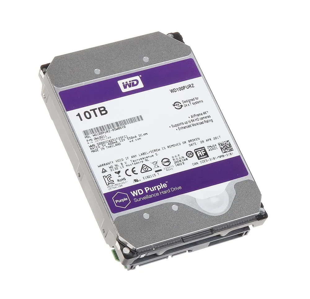 WD100PURZ - Western Digital Purple 10TB SATA 6Gb/s 5400RPM 256MB Cache 3.5-inch Hard Drive
