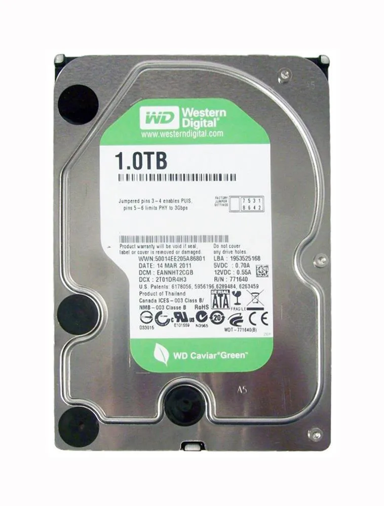 WD10EARX-A1 - Western Digital Caviar Green 1TB 5400RPM SATA 6GB/s 64MB Cache 3.5-inch Hard Drive
