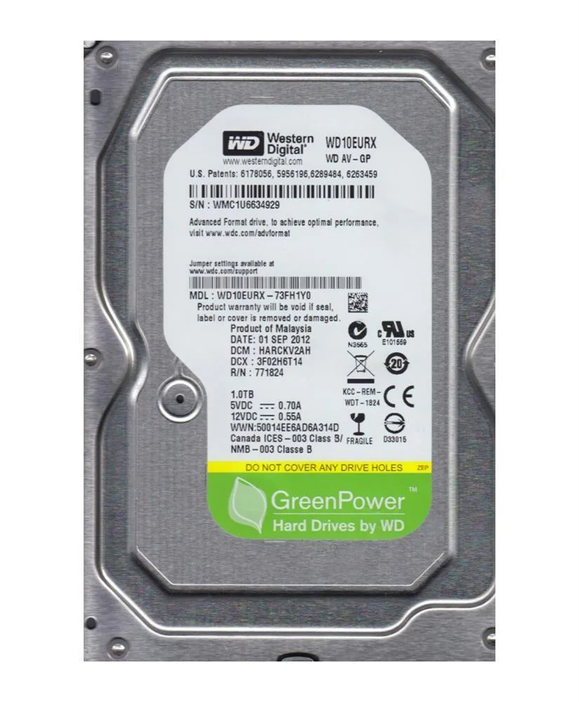 WD10EURX-73FH1Y0 - Western Digital AV-GP 1TB 5400RPM SATA 6Gb/s 64MB Cache 3.5-inch Hard Drive
