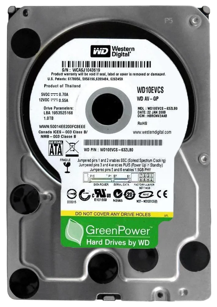 WD10EVCS - Western Digital AV-GP 1TB 5400RPM SATA 3Gb/s 16MB Cache 3.5-inch Hard Drive