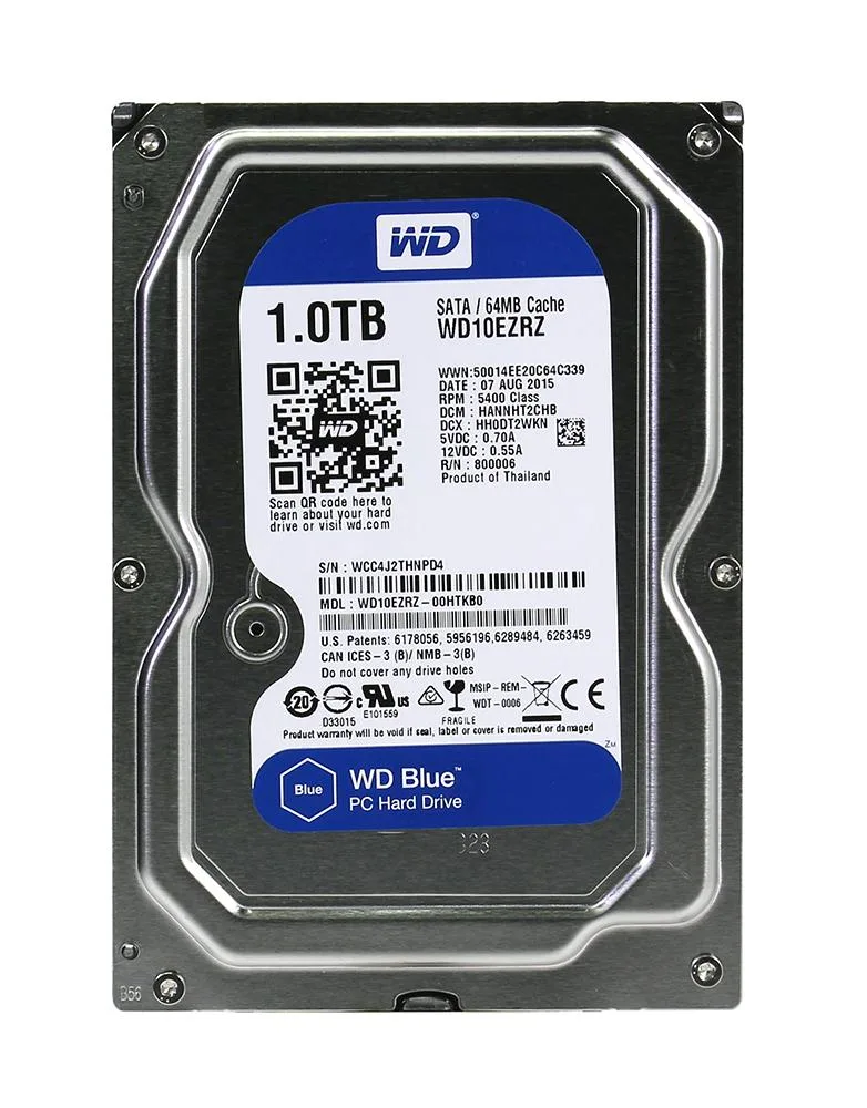 WD10EZRZ-00HTKB0 - Western Digital Blue 1TB 5400RPM SATA 6Gb/s 64MB Cache 3.5-inch Hard Drive