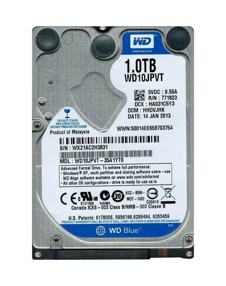 WD10JPVT-35A1YT0 - Western Digital Scorpio Blue 1TB 5400RPM SATA 3Gb/s 8MB Cache 2.5-inch Hard Drive