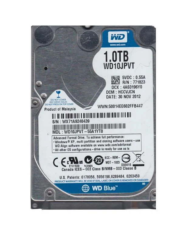 WD10JPVT-55A1YT0 - Western Digital Scorpio Blue 1TB 5400RPM SATA 3Gb/s 8MB Cache 2.5-inch Hard Drive