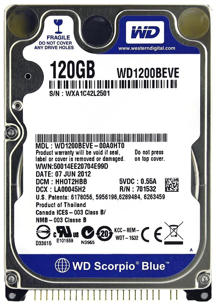WD1200BEVE-00A0HT0 - Western Digital Scorpio Blue 120GB 5400RPM ATA-100 8MB Cache 2.5-inch Hard Drive