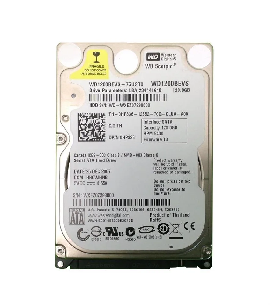 WD1200BEVS-75UST0 - Western Digital Scorpio 120GB 5400RPM SATA 1.5Gb/s 8MB Cache 2.5-inch Hard Drive