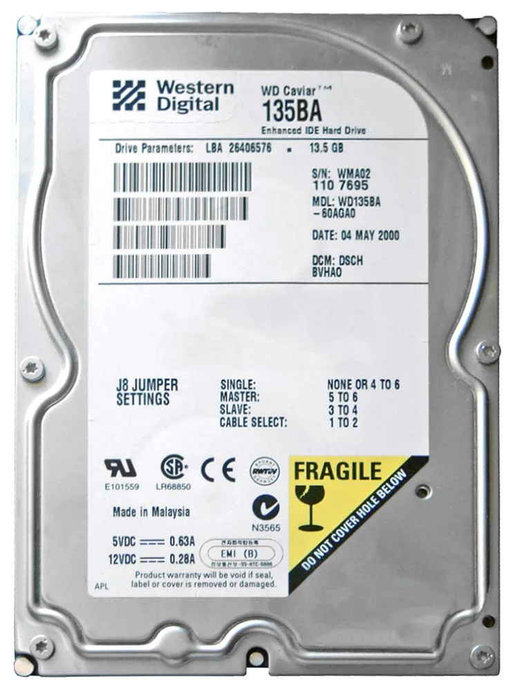 WD135BA-60AGA0 - Western Digital 13GB 7200RPM ATA-66 3.5-inch Hard Drive