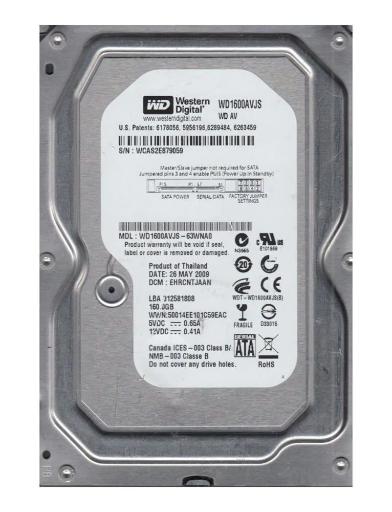 WD1600AVJS-63WNAO - Western Digital AV 160GB 7200RPM SATA 3Gb/s 8MB Cache 3.5-inch Hard Drive