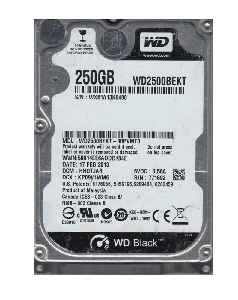WD2500BEKT-00PVMT0 - Western Digital Scorpio Black 250GB 7200RPM SATA 3Gb/s 2.5-inch Laptop Hard Drive for Precision M6700