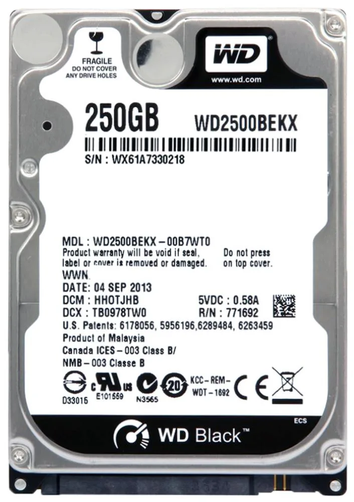 WD2500BEKX - Western Digital Black 250GB 7200RPM SATA 6Gb/s 16MB Cache 2.5-inch Hard Drive