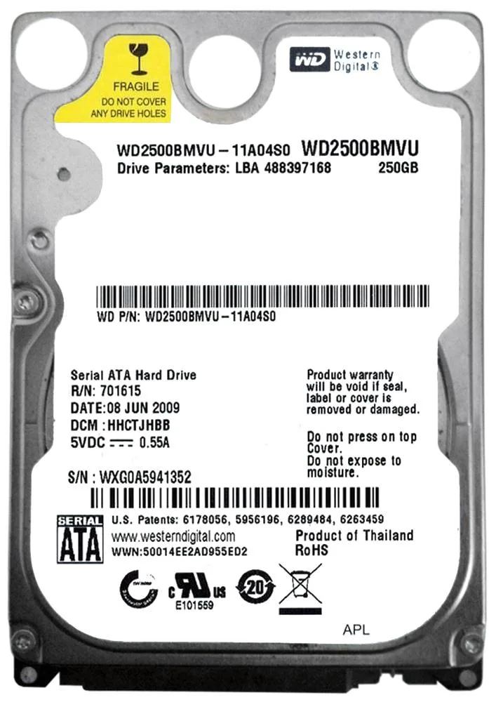 WD2500BMVU - Western Digital 250GB 5400RPM USB 2.0 8MB Cache 2.5-inch Hard Drive