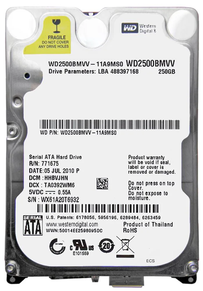 WD2500BMVV - Western Digital 250GB 5400RPM USB 2.0 2.5-inch Hard Drive