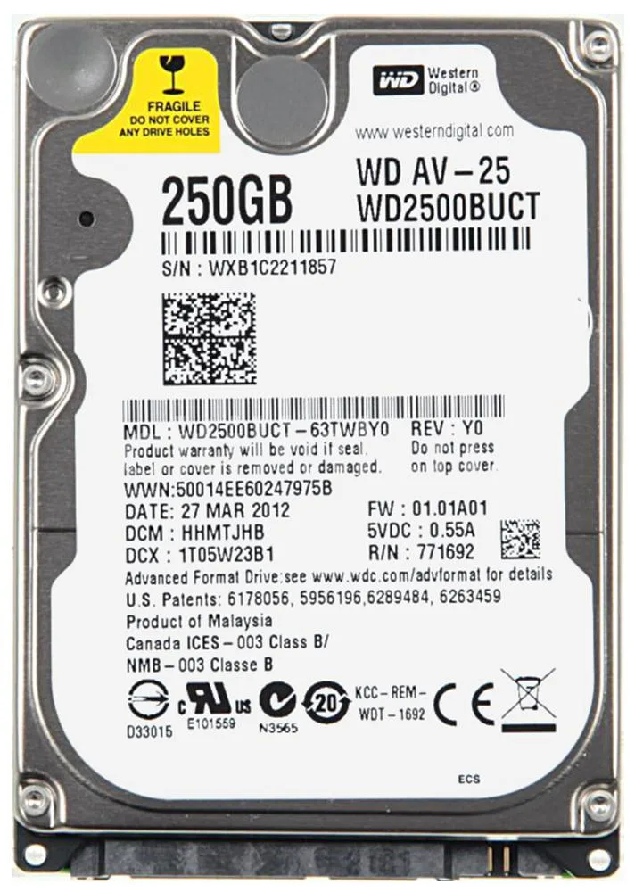 WD2500BUCT-63TWBY0 - Western Digital AV-25 250GB 5400RPM SATA 3Gb/s 2.5-inch Hard Drive