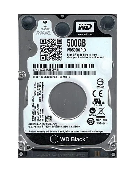 WD2500LPLX-00ZNTT0 - Western Digital Black 250GB 7200RPM SATA 6Gb/s 32MB Cache 2.5-inch Hard Drive
