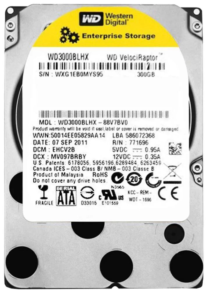 WD3000BLHX-88V7BV0 - Western Digital VelociRaptor 300GB 10000RPM SATA 3Gb/s 32MB Cache 2.5-inch Hard Drive