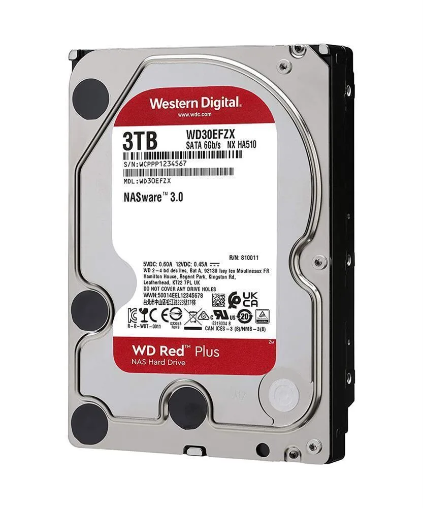 WD30EFZX - Western Digital Red Plus NAS 3TB 5400RPM SATA 6Gb/s 128MB Cache 3.5-inch Hard Drive