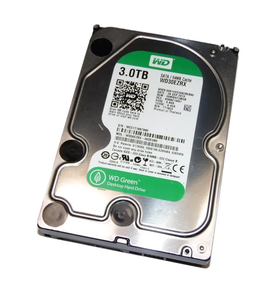 WD30EZRX-00DCOBO - Western Digital Green 3TB 5400RPM SATA 6Gb/s 64MB Cache 3.5-inch Hard Drive
