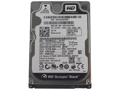 WD3200BEKT-00F3T0 - Western Digital Scorpio Black 320GB 7200RPM SATA 3Gb/s 16MB Cache 2.5-inch Hard Drive