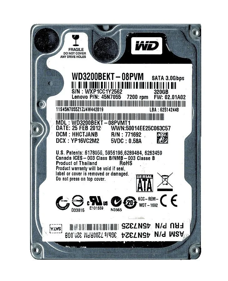 WD3200BEKT-08PVM - Western Digital Scorpio Black 320GB 7200RPM SATA 3Gb/s 16MB Cache 2.5-inch Hard Drive