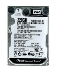 WD3200BEKT-11F3T0 - Western Digital Scorpio Black 320GB 7200RPM SATA 3Gb/s 16MB Cache 2.5-inch Hard Drive