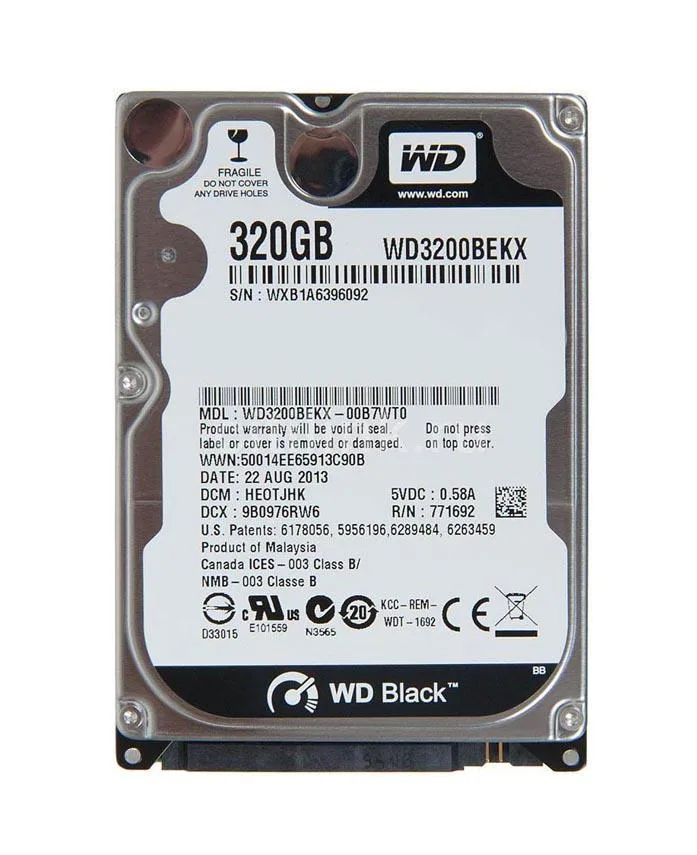 WD3200BEKX-22B7WT0 - Western Digital Black 320GB 7200RPM SATA 6Gb/s 16MB Cache 2.5-inch Hard Drive