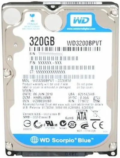 WD3200BEVT-75ZCT0 - Western Digital Scorpio Blue 320GB 5400RPM SATA 3Gb/s 8MB Cache 2.5-inch Hard Drive