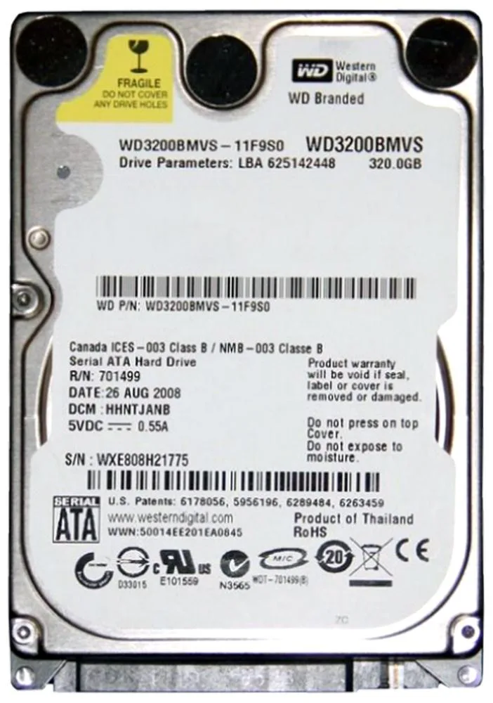 WD3200BMVS - Western Digital 320GB 5400RPM SATA 3Gb/s 8MB Cache 2.5-inch Hard Drive