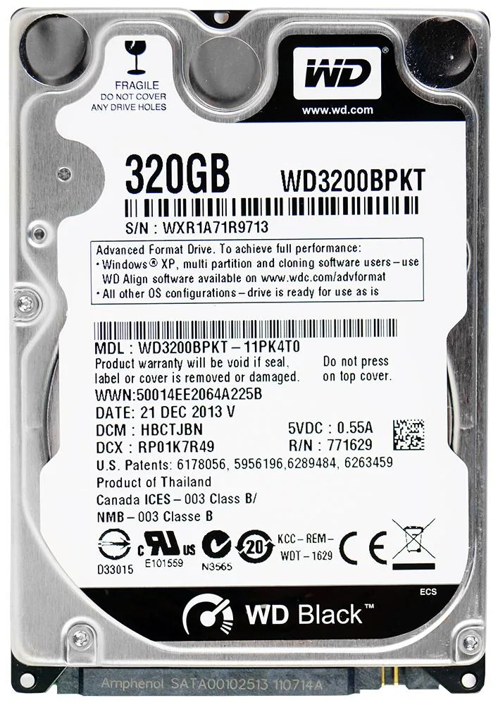 WD3200BPKT-11PK4T0 - Western Digital Scorpio Black 320GB 7200RPM SATA 3Gb/s 16MB Cache 2.5-inch Hard Drive