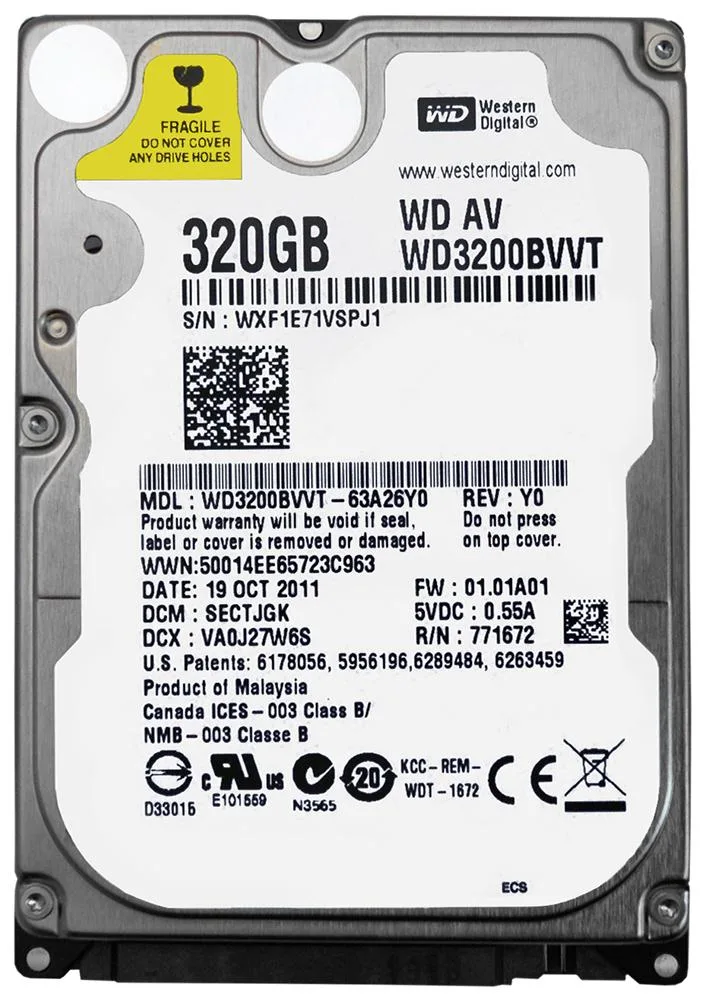 WD3200BVVT-63A26Y0 - Western Digital AV 320GB 5400RPM SATA 3Gb/s 8MB Cache 2.5-inch Hard Drive