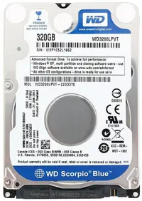 WD3200LPVT-22G33T0 - Western Digital Scorpio Blue 320GB 5400RPM SATA 3Gb/s 8MB Cache 2.5-inch Hard Drive
