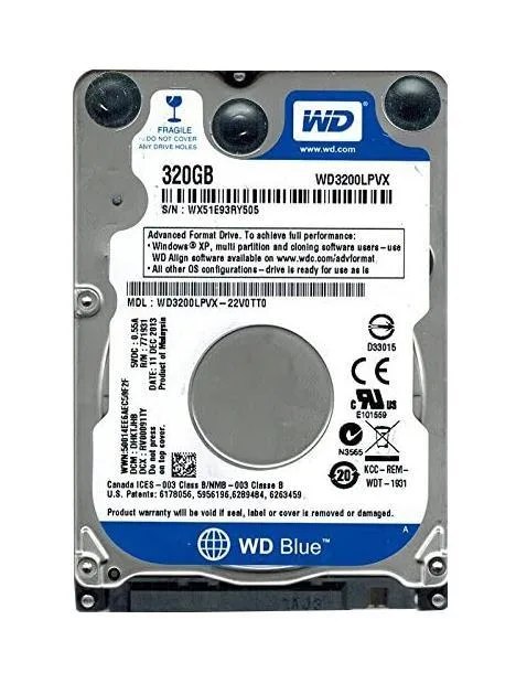 WD3200LPVX-22V0TT0 - Western Digital Blue 320GB 5400RPM SATA 6Gb/s 8MB Cache 2.5-inch Hard Drive
