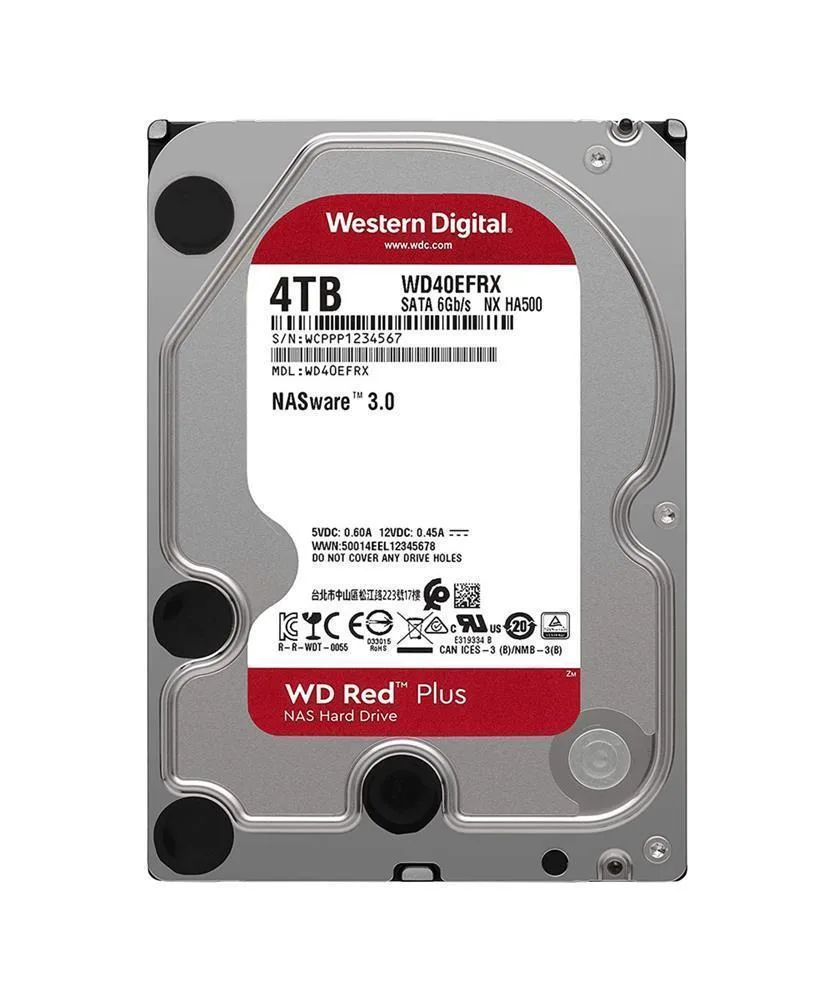 WD40EFZX - Western Digital Red Plus NAS 4TB 5400RPM SATA 6Gb/s 128MB Cache 3.5-inch Hard Drive