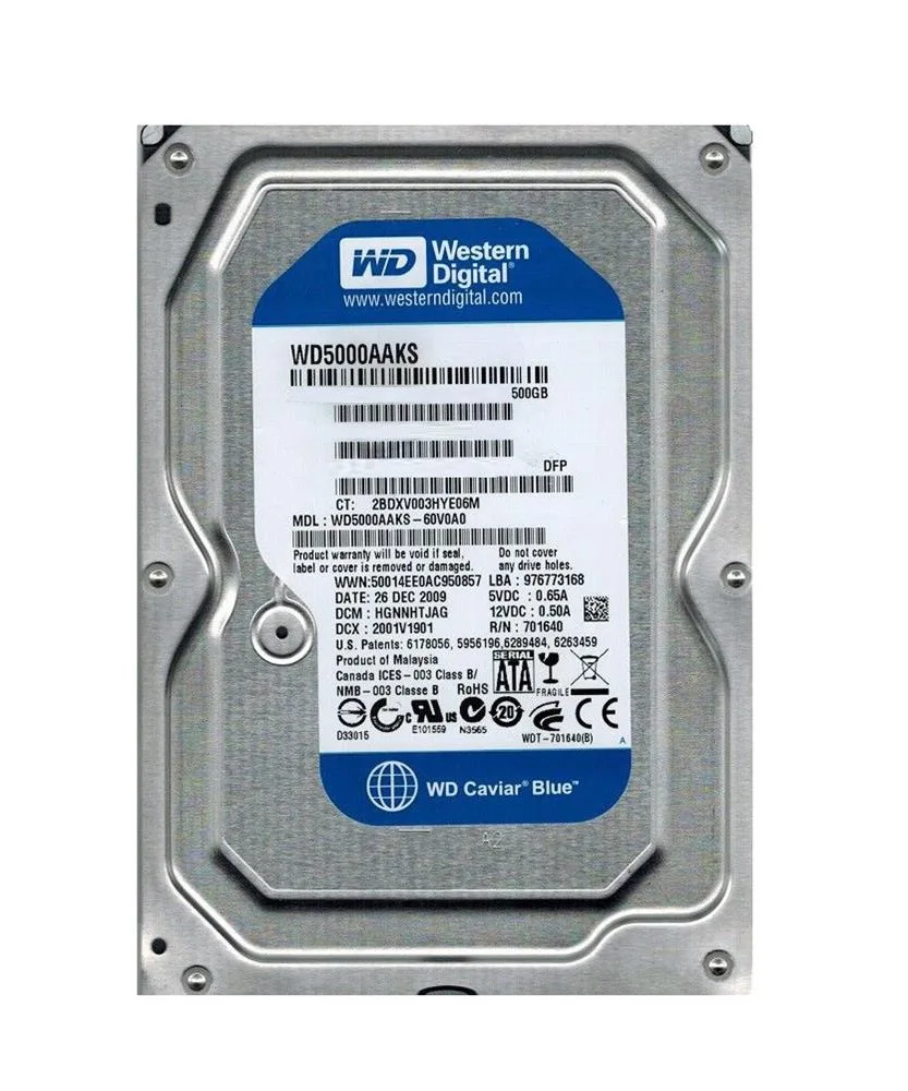 WD5000AAKS-60V0A0 - Western Digital Caviar Blue 500GB 7200RPM SATA 3Gb/s 16MB Cache 3.5-inch Hard Drive