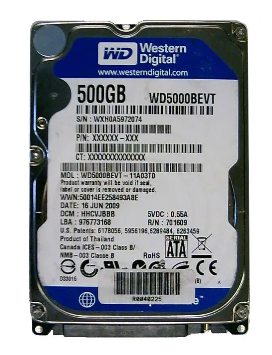WD5000BEVT-11A03T0 - Western Digital Scorpio Blue 500GB 5400RPM SATA 3Gb/s 8MB Cache 2.5-inch Hard Drive