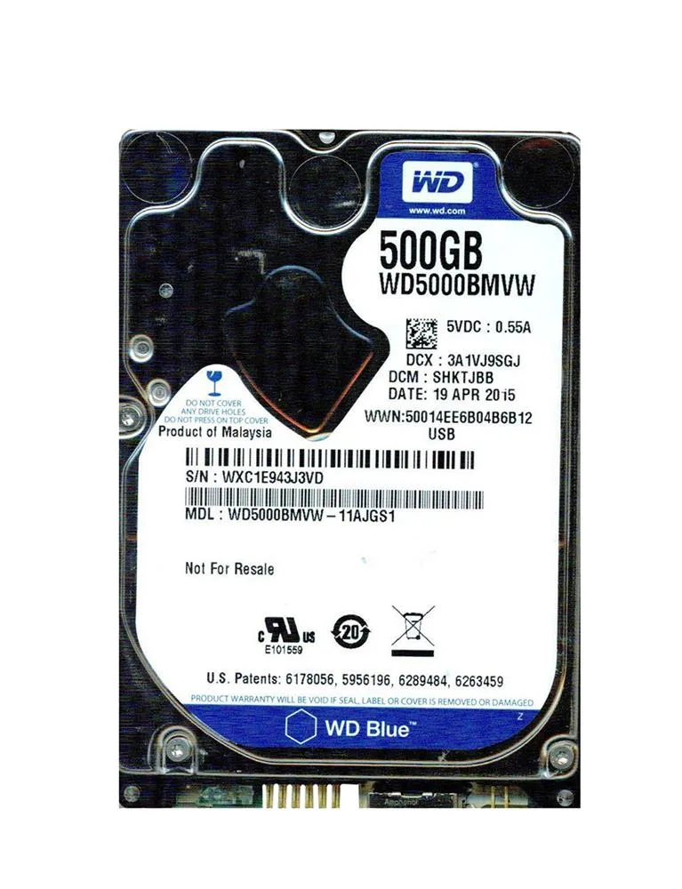 WD5000BMVW-11AJGS1 - Western Digital 500GB 5400RPM USB 3.0 2.5-inch Hard Drive for WD Passport
