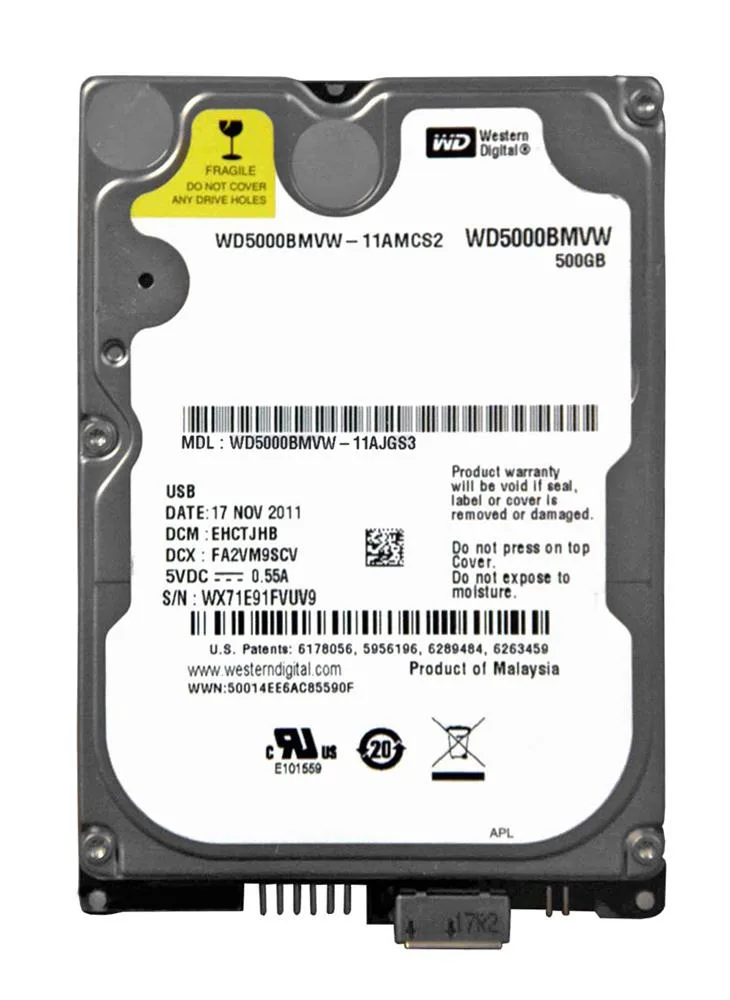 WD5000BMVW-11AJGS3 - Western Digital 500GB 5400RPM USB 3.0 2.5-inch Hard Drive for WD Passport