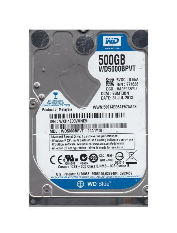 WD5000BPVT-00A1YT0 - Western Digital Scorpio Blue 500GB 5400RPM SATA 3Gb/s 8MB Cache 2.5-inch Hard Drive
